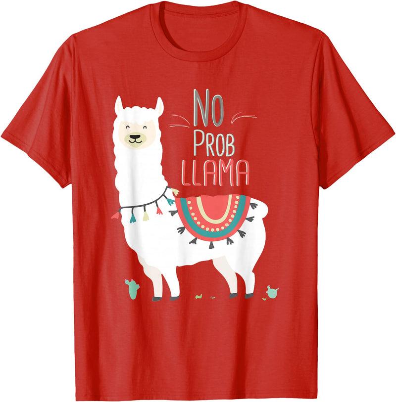 No Prob llama Shirt, No Problama Funny Lama Tee Lamaste T-Shirt - Red