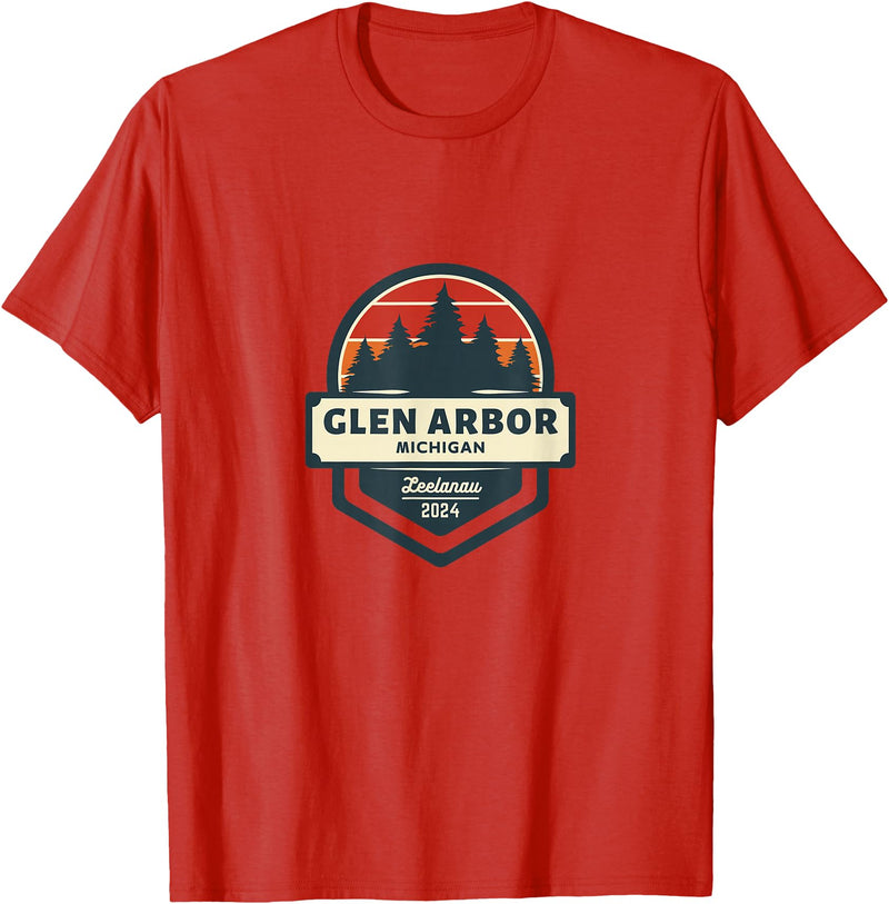 Glen Arbor, MI | Glen Lake Michigan | Sleeping Bear Dunes T-Shirt - Red