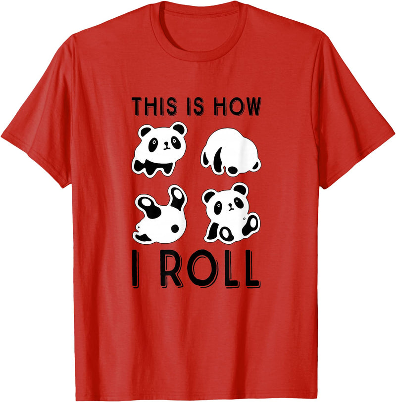 Funny Panda This Is How I Roll Cute Panda Cute Little Bear Panda, This Is How I Roll T-Shirt - Red