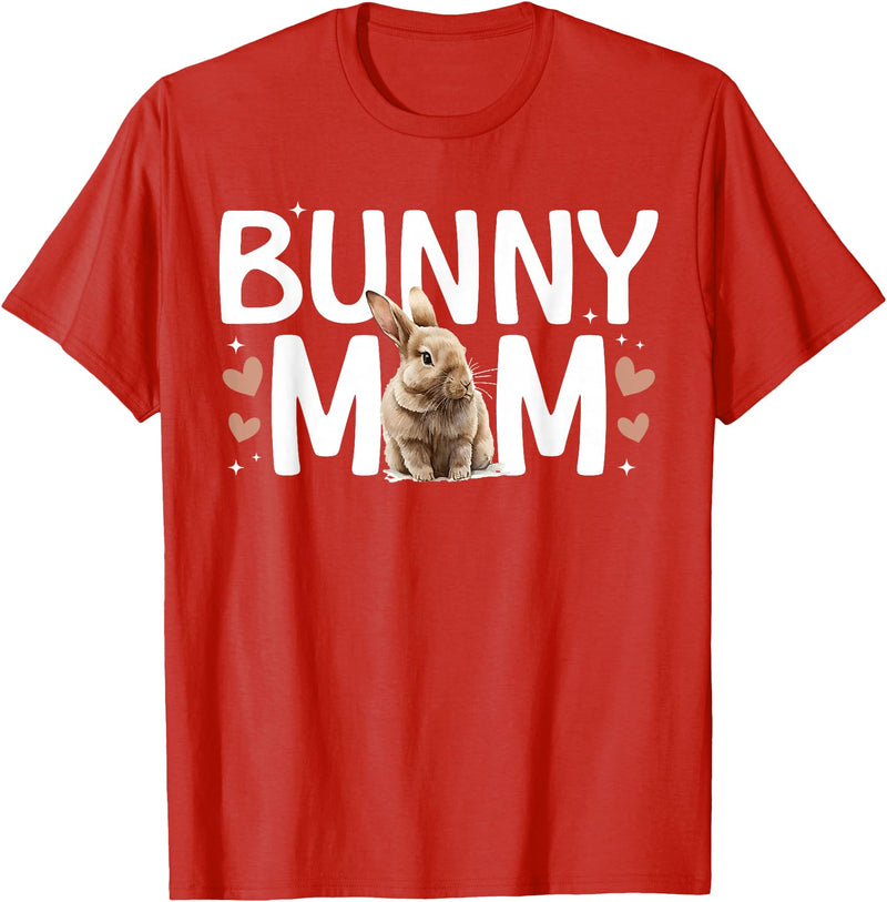 Bunny Mom Rabbit Mama Bunny Mother Rabbit Momma Bunny Owner T-Shirt in Red