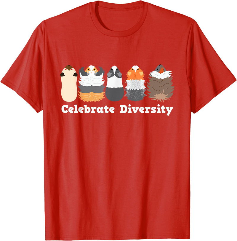 Guinea Pig Diversity Cute Rodent Lovers Celebrate Diversity Cute Party Theme Pet Lovers Guinea Pig T-Shirt - Red