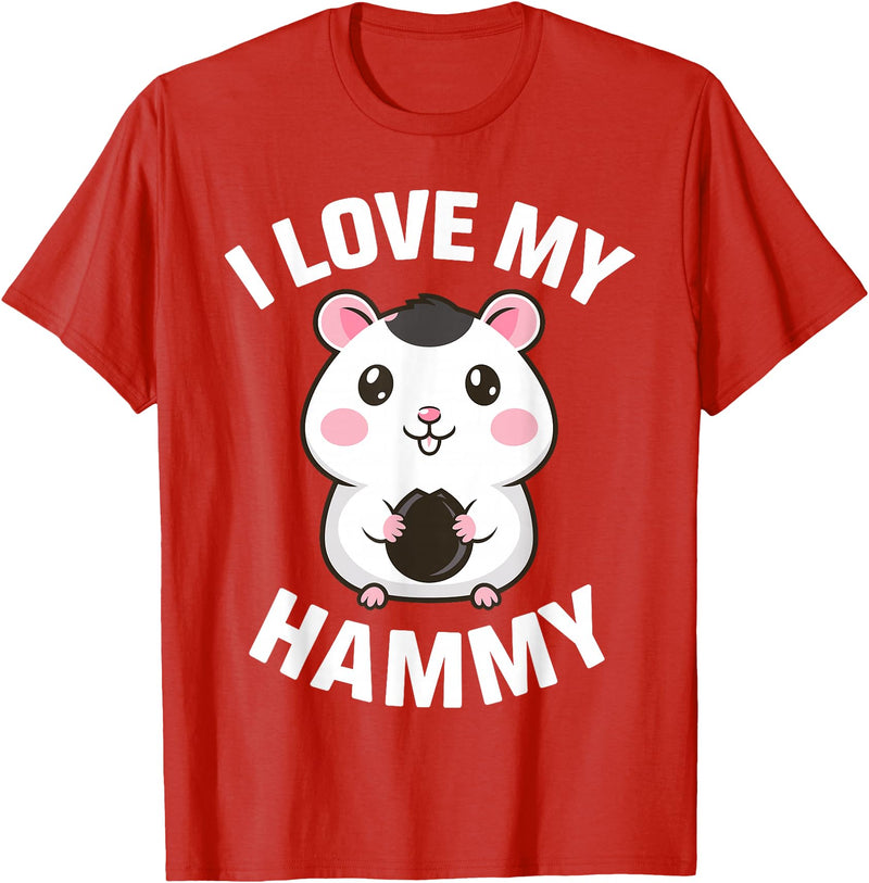 Cute Hamster Design for Men Women Kids Pet Hamster Lovers T-Shirt - Red