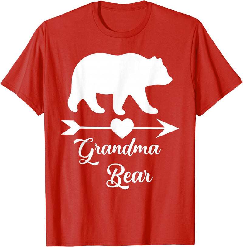 Bear Matching Family Outfit Graphic Clothing Grandma Bear Shirt For Women | Graphic Mother Gifts Apparel - Red