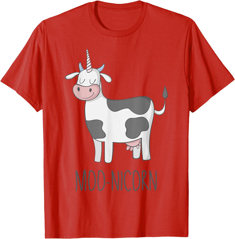 Awesome Cow Unicorn Shirts Moonicorn Funny Cow Unicorn T Shirt for Kids and Adults T-Shirt - Red