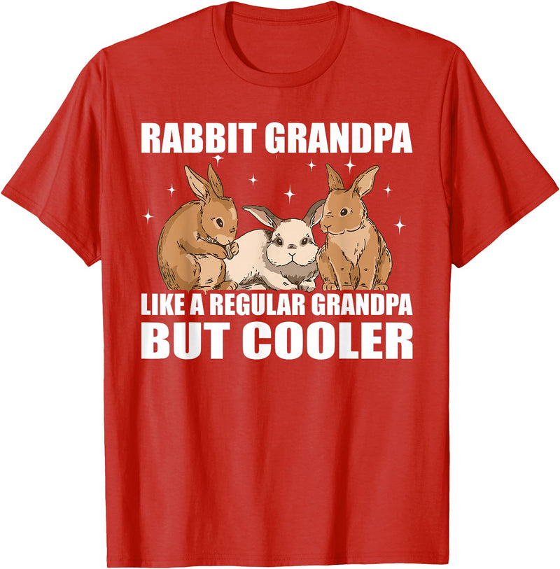 Rabbits Animal Bunny Rabbit Grandpa T-Shirt in Red