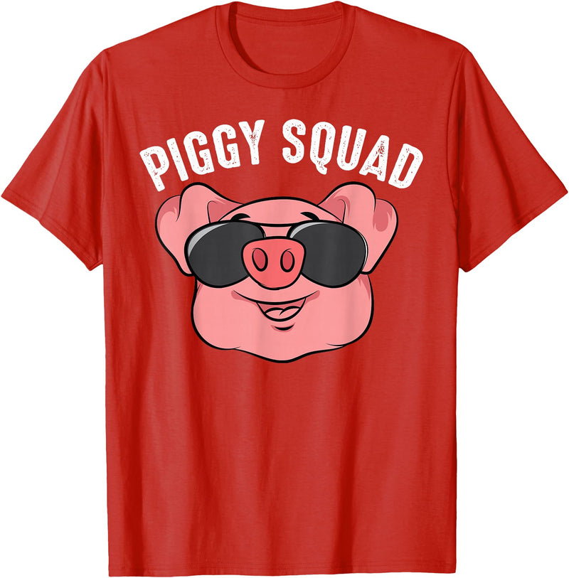 Cool Lucky Swine Fans Party Girl Boy Pork Team Art Piggy Squad | Cute Pig Farmer Animal Lovers Funny Farm Gift T-Shirt - Red