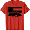 BASBO American Flag Fishing T-Shirt - Grey, Small, Unisex, Short Sleeve, Crew Neck, Classic Fit, Polyester 100%, Imported, Fishing Enthusiasts, Kids - Red
