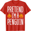 Penguin Halloween Gifts Co. Pretend I’m A Penguin Pumpkin Halloween Costume T-Shirt - Red