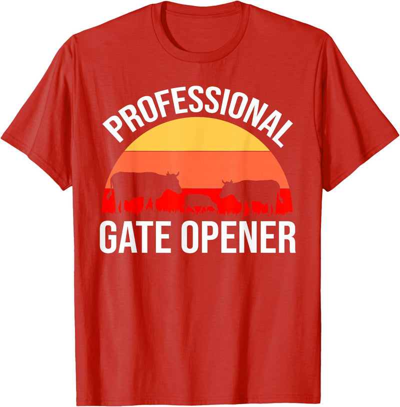 Opener Cow Lover Gift Co. Professional Gate Opener Cow Apparel T-Shirt - Red