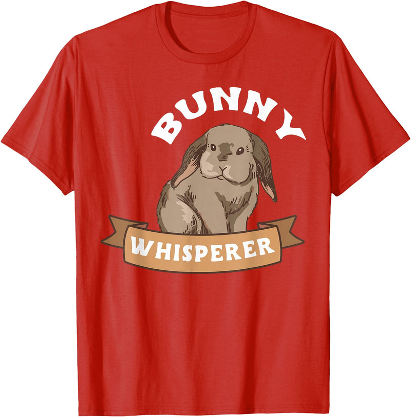 Cute Bunny Whisperer Lover Bunny Graphic T-Shirt in Red