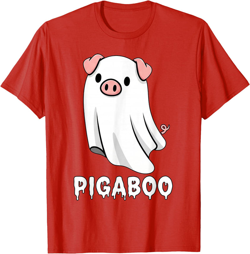 Pig Ghost Boo Halloween Humor By TEERA Funny Pig Ghost Spooky Season T-Shirt - Red