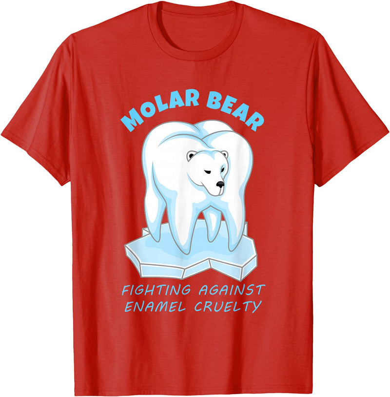 Polar Bear Tooth Tees Molar Bear - Funny Dental Polar Bear Pun T-Shirt T-Shirt - Red