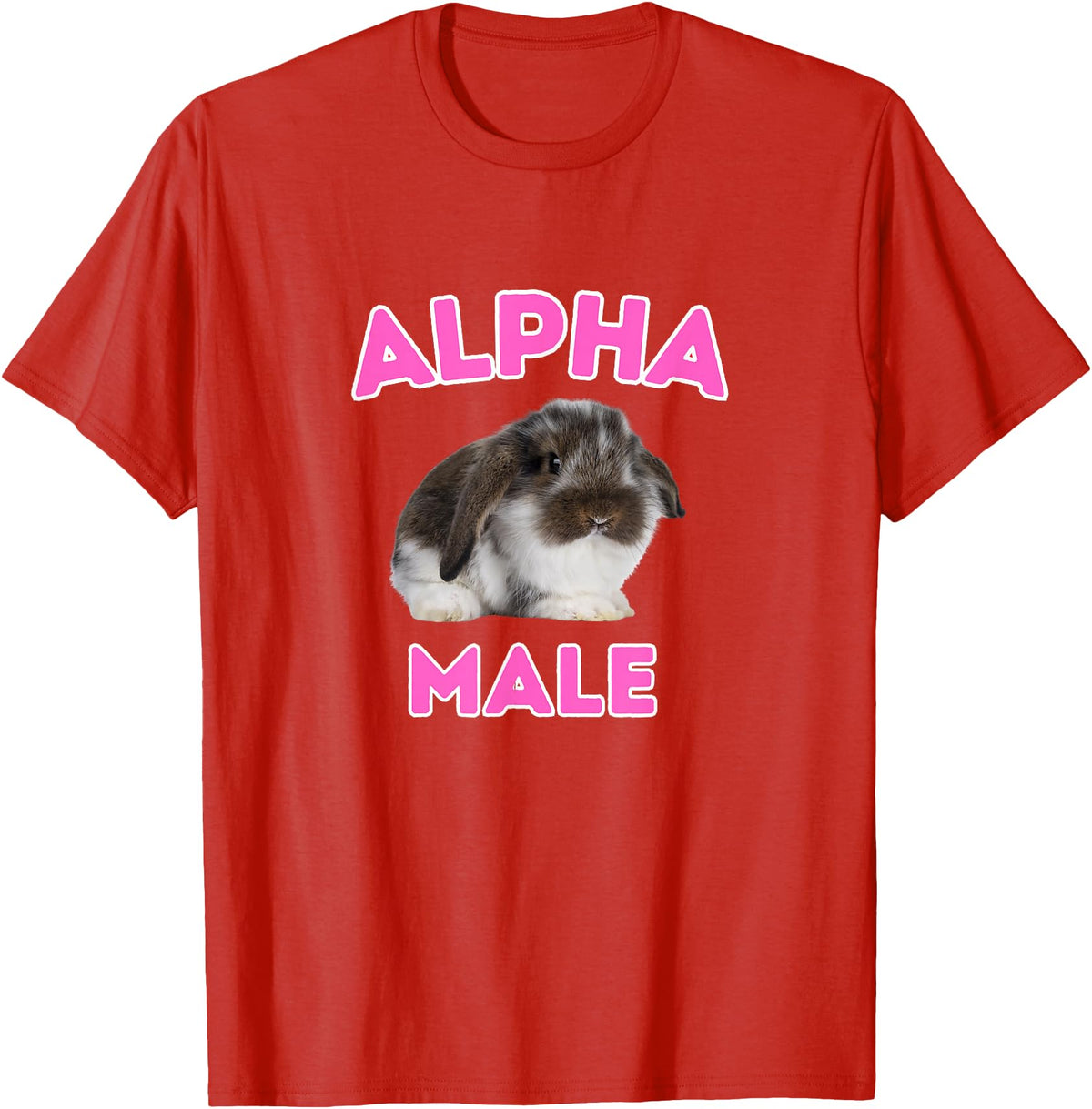 Alpha Male Cute Bunny Meme Funny Rabbit T-Shirt in Red