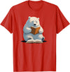 Book Lovers Polar Bear reading Books Cute Polar Bear is reading a Book, Reading Polar Bear T-Shirt - Red