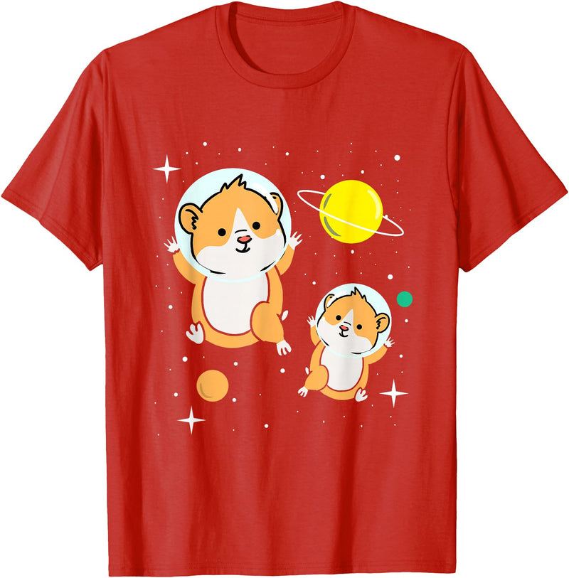 Hamster In Space Hamster Lover Gift T-Shirt - Red