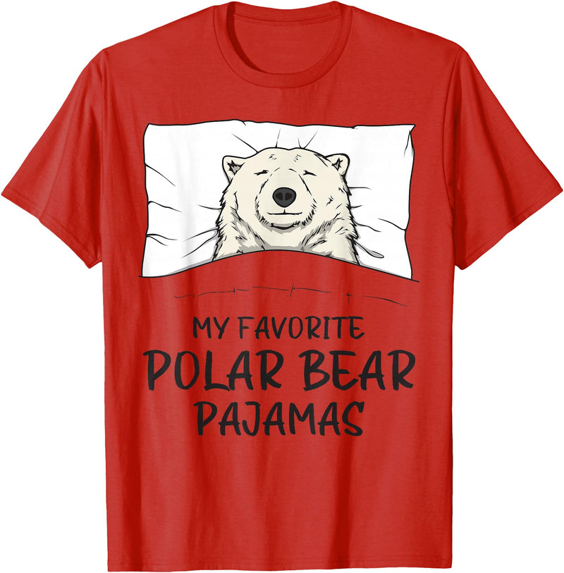 Sleeping & Napping Shirt Gifts Favorite Sleepshirt Favorite Polar Bear Pajamas, Napping Ice Bear Pajama T-Shirt - Red