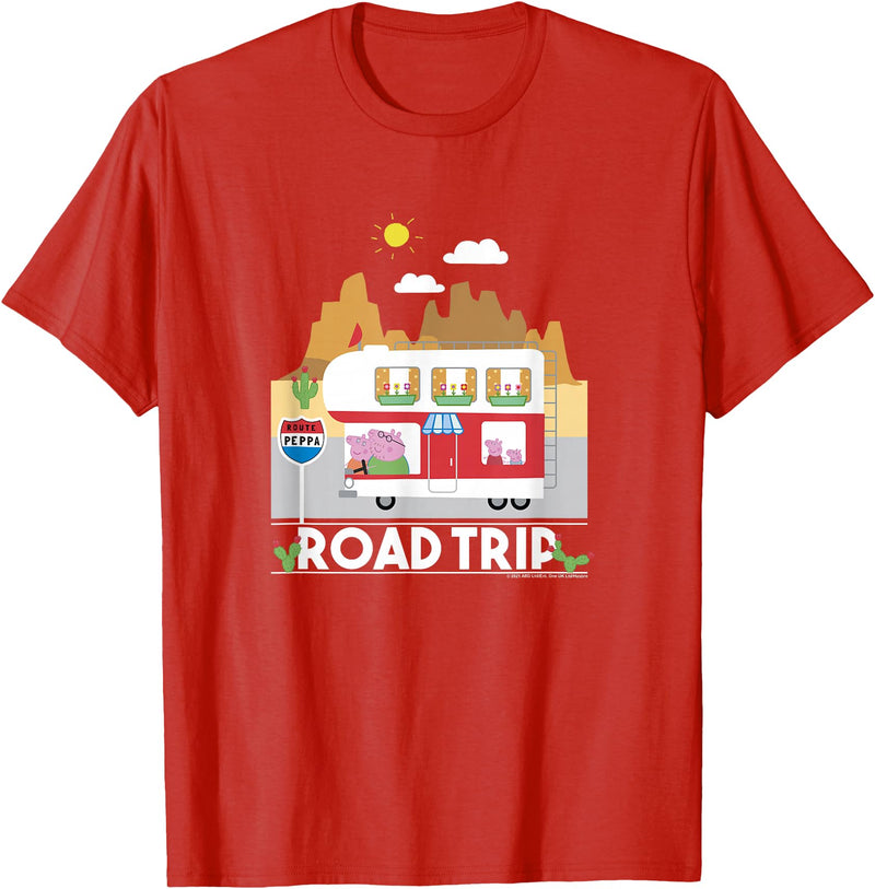 Peppa Pig Visits America Road Trip V2 T-Shirt - Red