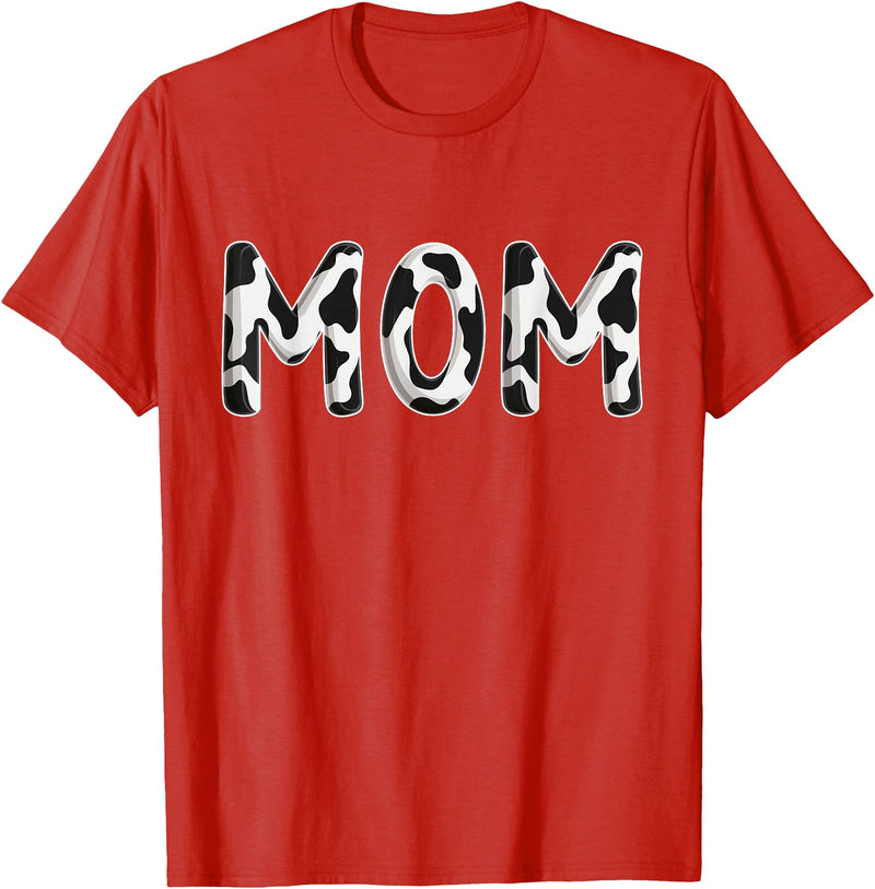 Cow Pattern Print Family Matching Birthday Shirts Cow Mom Birthday Family Matching Mothers Day Boy Girl Farm T-Shirt - Red