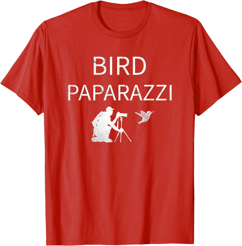 Birdwatching | Bird Photographer Gifts Unisex-Adults Black Short Sleeve T-Shirt Small Bird Photography T-Shirt - Red