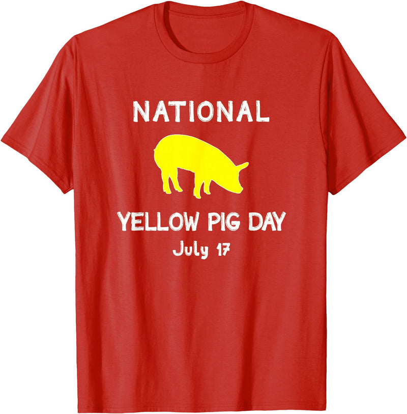 Porker Apparel Co National Yellow Pig Day T-Shirt - Red