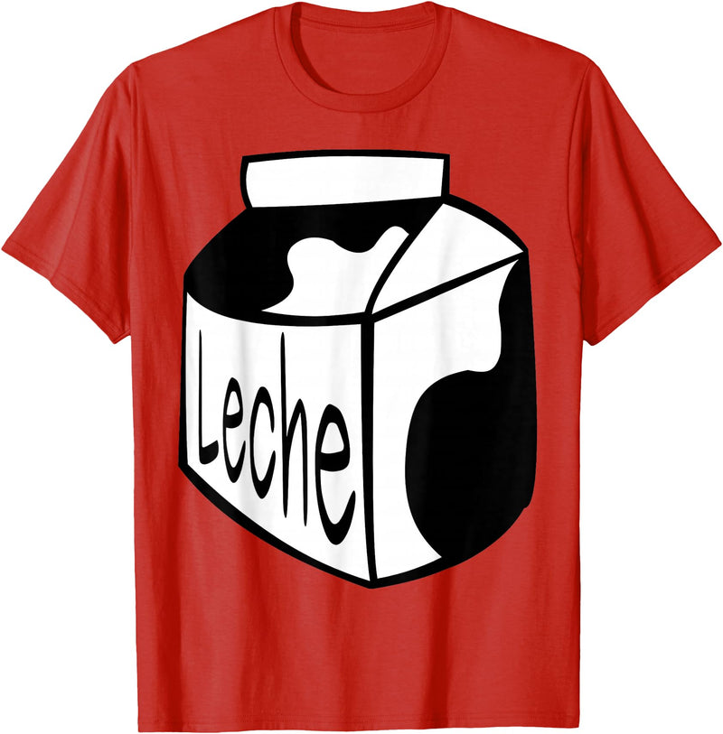 Clever Witty Milk Designs Leche Spanish Milk Carton Dairy Lover T-Shirt - Red
