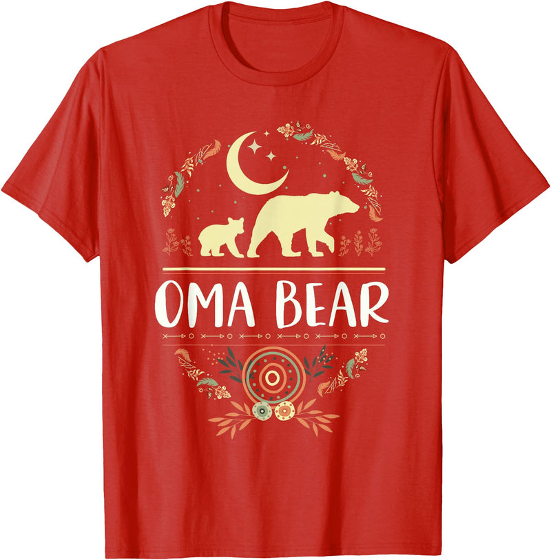 Matching Family Grandma Bear Boho by Foxio Grandma Bear Floral Family Fun Boho Bear T-Shirt - Red
