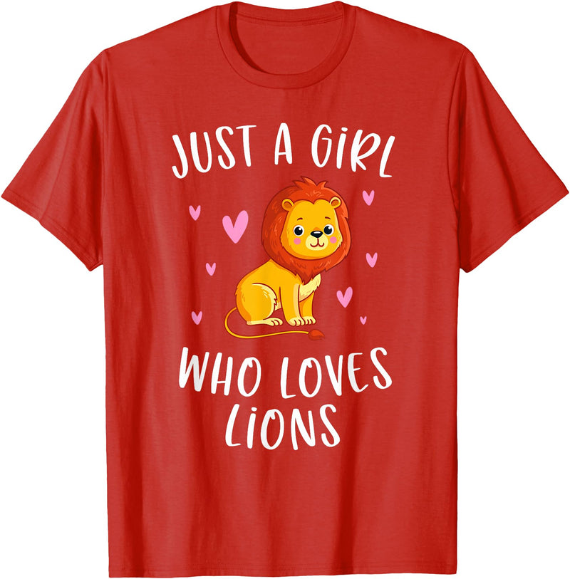 Gifts For Lion Lovers Girls Just A Girl Who Loves Lions Cute Lion Lover T-Shirt - Red