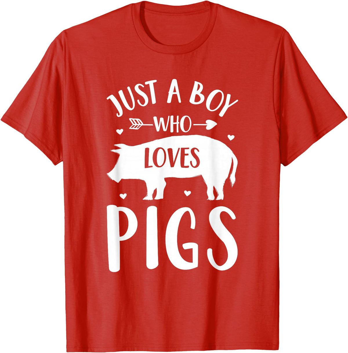 Shirtbooth: Animal Lovers Just a Boy Who Loves Pigs Farmer Gift For Pig Lover T-Shirt - Red