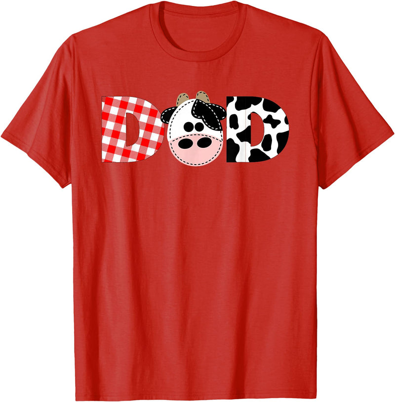 Funny Cow Mom And Dad Birthday Family Tees Dad of The Birthday for Boy Cow Farm 1st Birthday Cow Daddy T-Shirt - Red