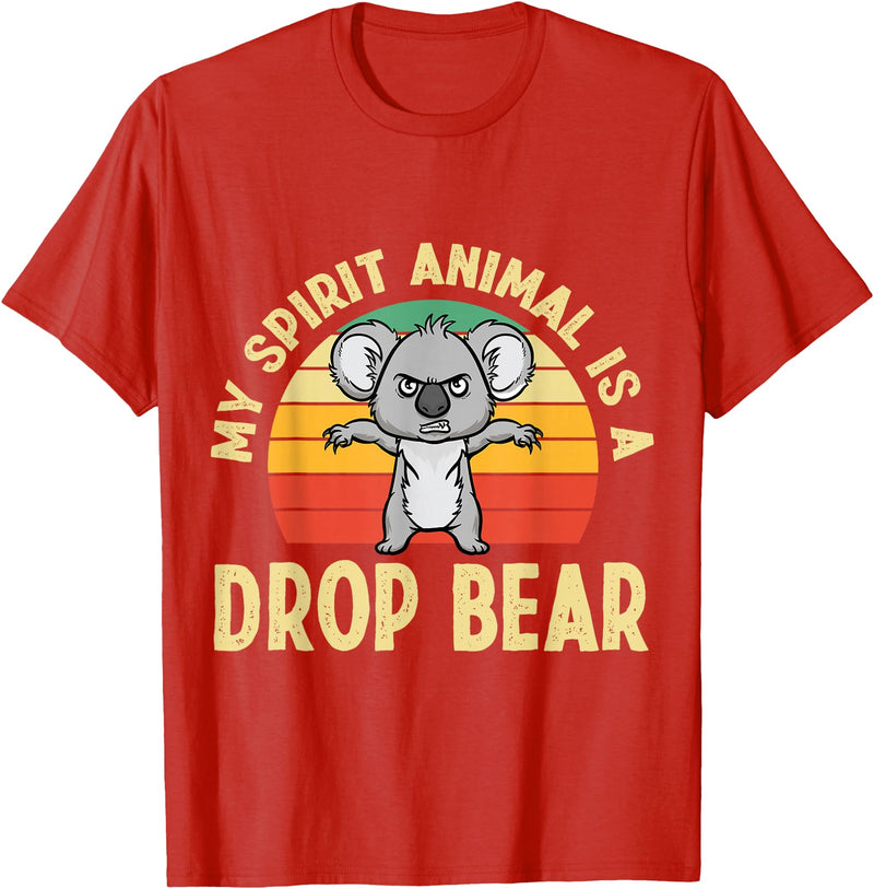 Mythical Creature Gag Gift Designs Australian Feral Koala, Spirit Animal Drop Bear T-Shirt - Red