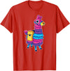 Llama Pinata Party Shop Funny Loot Llama Pinata with Yellow Saddlebag T-Shirt - Red
