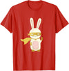 Super Rabbit for Men Women and Children - the Golden Hero T-Shirt in Red