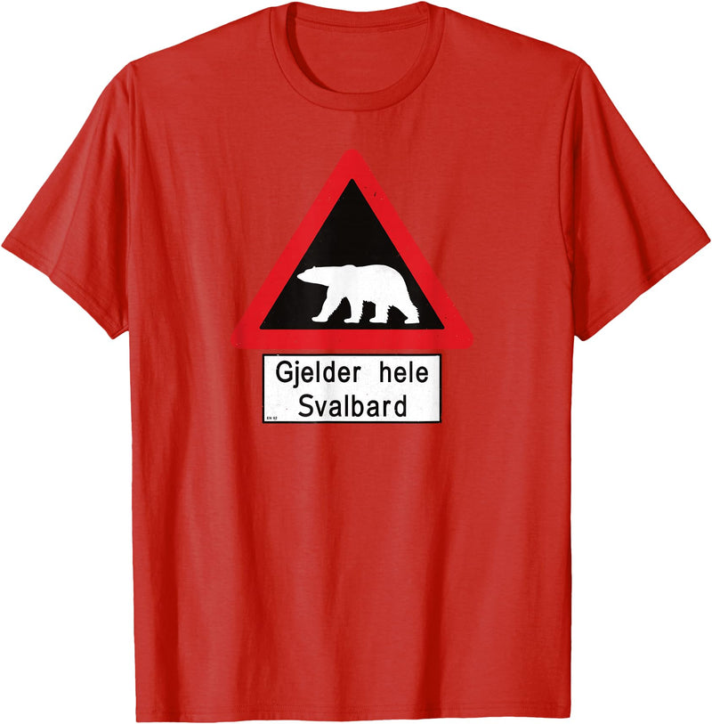 Svalbard T-Shirt Co. Svalbard T Shirt Polar Bear Sign Gjelder hele Norway T-Shirt T-Shirt - Red