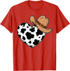 Magical and Funny Western Gifts Western Cow Print Heart Cowboy Cowgirl T-Shirt - Red