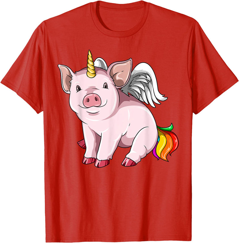 UnicornBreak Co. Piggycorn Pig Unicorn Pig Lovers T-Shirt - Red