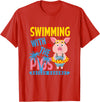 Swimming With The Pigs Bahamas Beach Summer Vibes Swimming With The Pigs Nassau Bahamas Hello Summer Beach T-Shirt - Red