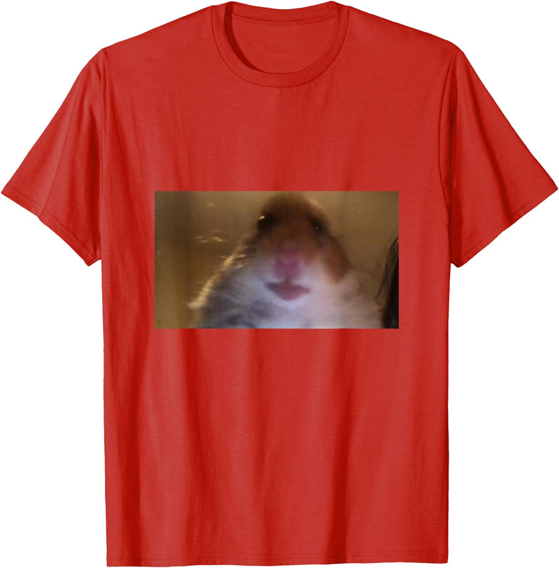 Funny Dank Meme Hamster Staring Front Camera Internet Gift T-Shirt - Red