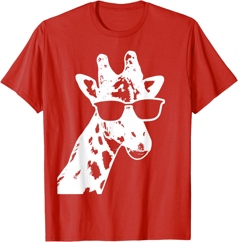 We Love Giraffes - Apparel & Gifts Giraffe with Sunglasses Funny Gift T-Shirt - Red