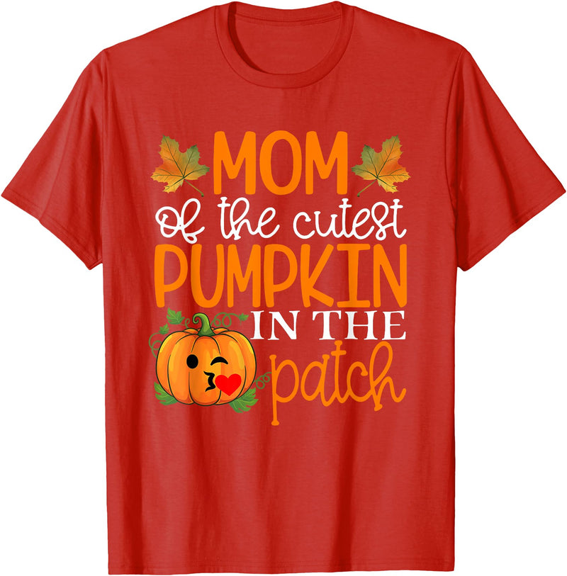 Mom of The Cutest Pumpkin Shirt Mom of The Cutest Pumpkin in The Patch Shirt Halloween T-Shirt - Red