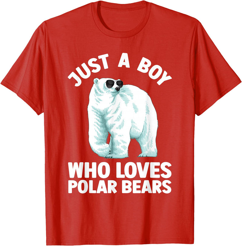 Polar Bear Gift Polar Bear Accessories & Stuff Cute Polar Bear Design For Men Boys Arctic Polar Bear Lover T-Shirt - Red