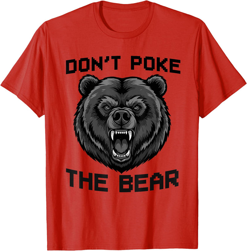 Vintage Wild Bear Attitude Graphic Tees Don’t Poke The Bear California Republic Grizzly Spirit T-Shirt - Red