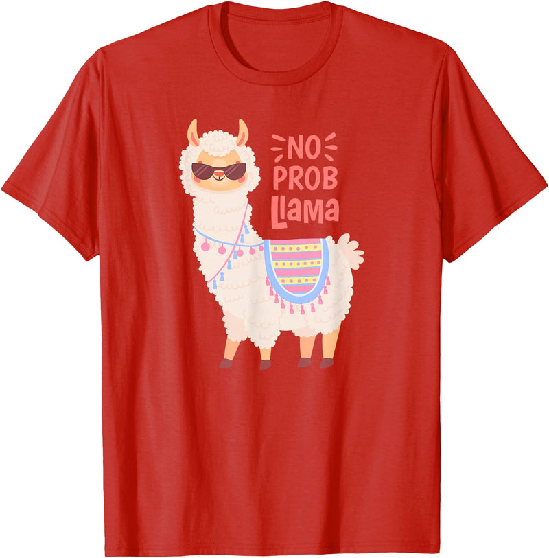 Llama & Alpaca Shirts, Cute Llama & Alpaca Outfit No ProbLlama Shirt, No Problama Shirt, Funny Alpaca Llama T-Shirt - Red