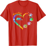 "Mama Bear" Rainbow Heart Paw Print T-Shirt