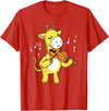 Awesome Violinists Designs Giraffe Playing Violin T-Shirt - Red