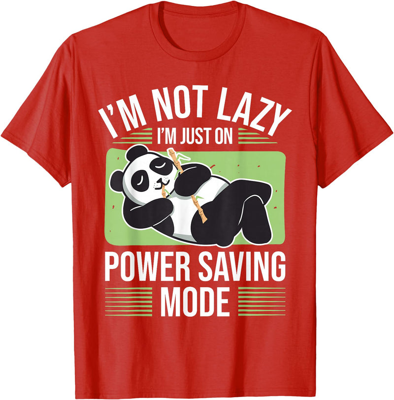 Cute Panda Gifts Panda Bear - Power Saving Mode - Panda T-Shirt - Red