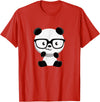 My Shirt Hub Cute Little Bear Panda Nerd with Glasses T-Shirt - Red