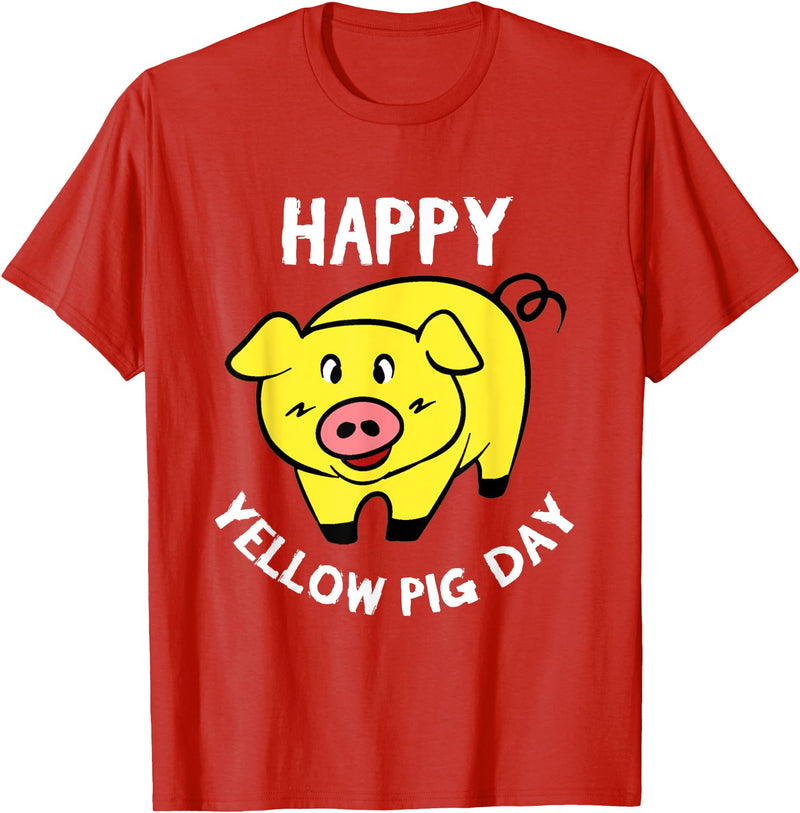 Yellow pig day funny gift tee shirts Happy yellow pig day T-shirt for who loves pigs and animals - Red