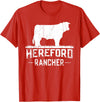 Farm and Hereford Cow for Men and Cattle Clothing Hereford Rancher - Hereford Cow For Cattle Farmer T-Shirt - Red
