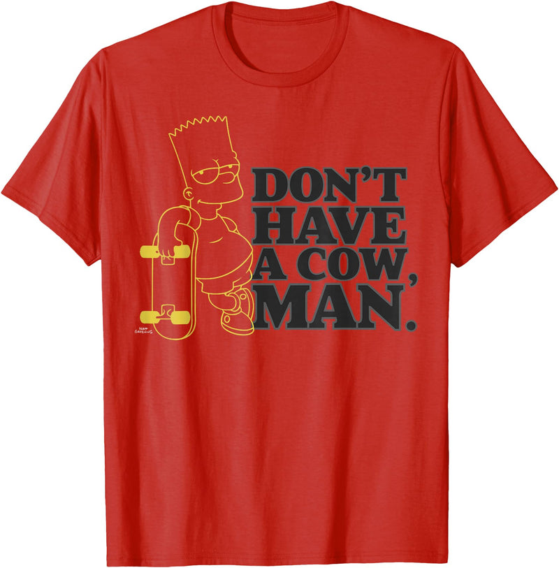 The Simpsons Dont Have a Cow, Man Bart Simpson Skateboard T-Shirt - Red