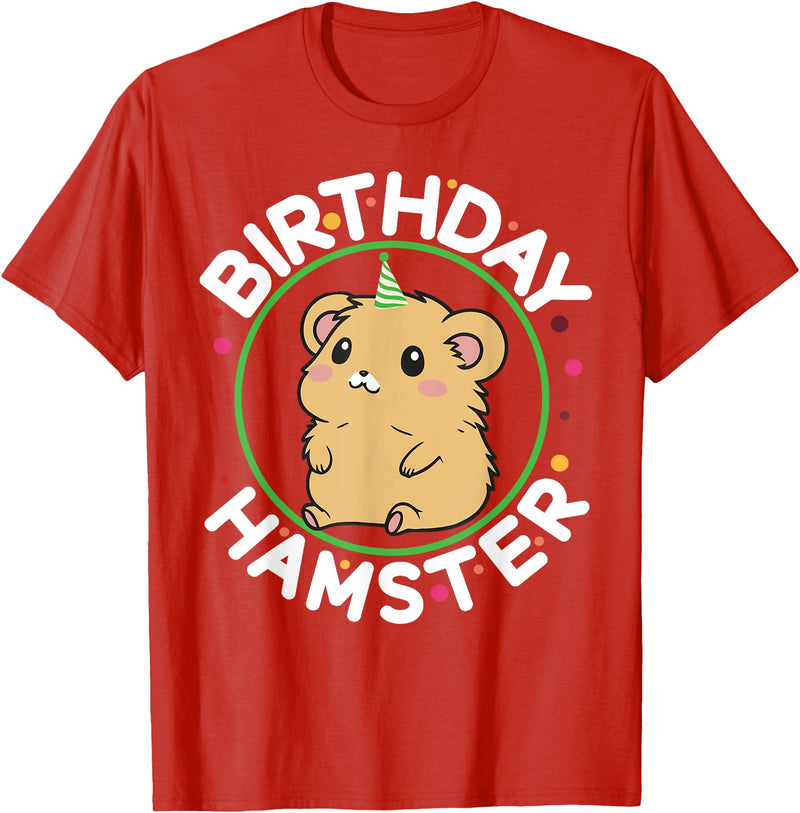 Unisex-Kids Hamster Birthday Party Birthday Hamster T-Shirt - Red